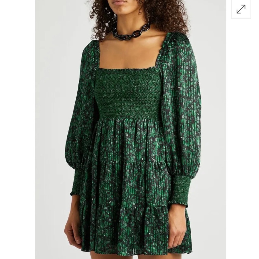 ALICE + OLIVIA
Rowen Green Printed Satin Mini Dress
S505